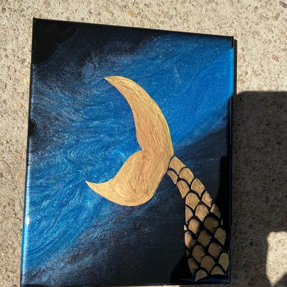 Original Resin Art On Canvas Painting  🧜‍♀️💫 - Picture 7 of 8